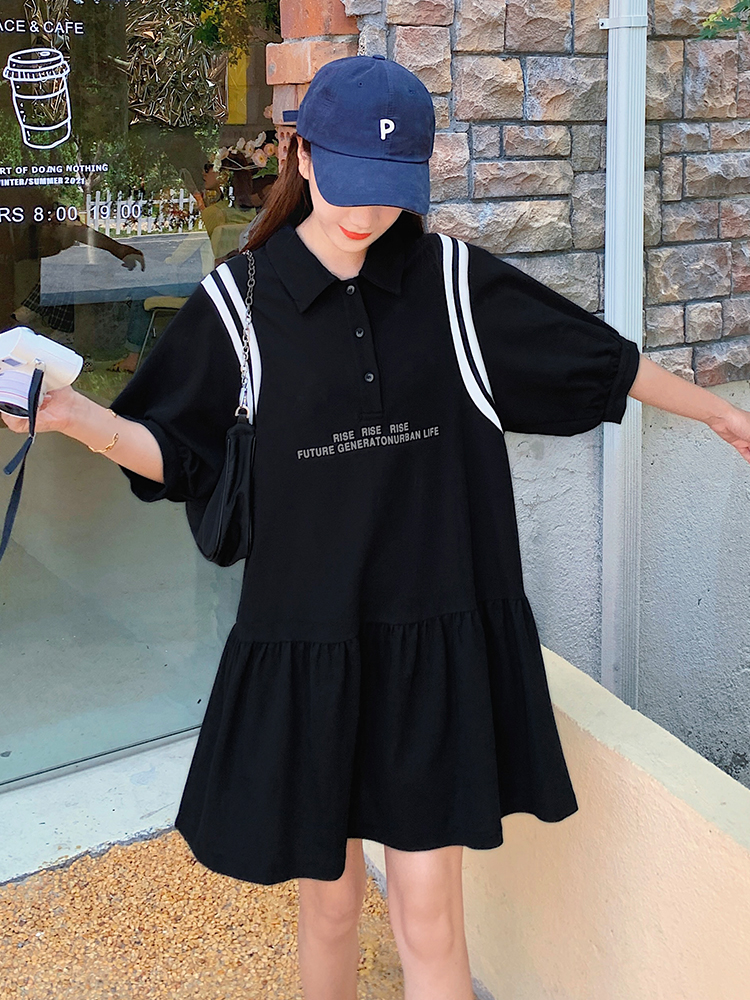 Trendy Women's Casual Polo Dress - Summer 2025 Loose Fit College Style T-Shirt Dress for Leisure Sports and Everyday Wear