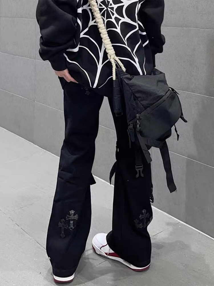 Trendy Women's Floor-Length Flared Jeans - High Street Vibe, Straight Loose Fit, Niche Design Trendy Women's Floor-Length Flared Jeans - High Street Vibe, Straight Loose Fit, Niche Design