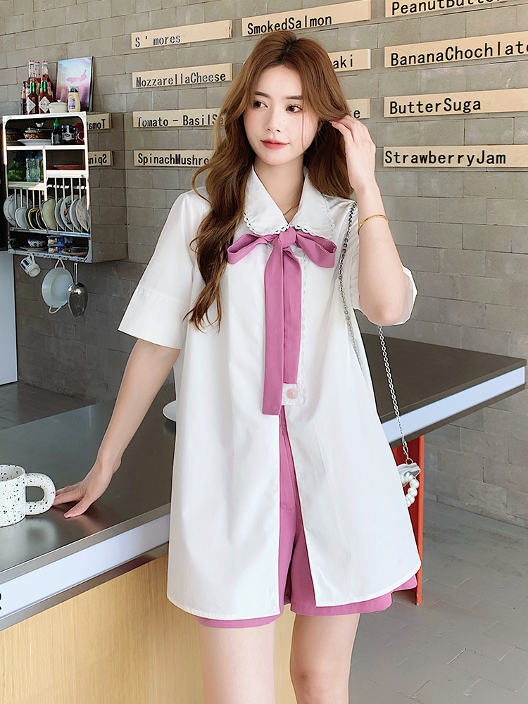 Trendy Women's Summer 2025 Two-Piece Set - Stylish Short Sleeve Shirt and Shorts Outfit for Everyday Wear