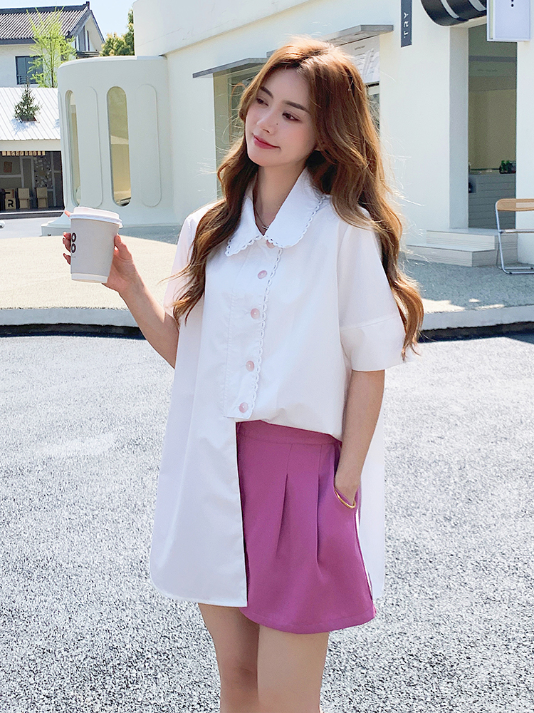 Trendy Women's Summer 2025 Two-Piece Set - Stylish Short Sleeve Shirt and Shorts Outfit for Everyday Wear Trendy Women's Summer 2025 Two-Piece Set - Stylish Short Sleeve Shirt and Shorts Outfit for Everyday Wear