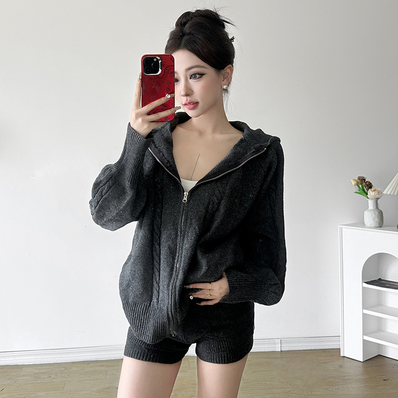 Twisted Braided Zipper Hoodie - Loose Fit Versatile Sports Casual Sweater Jacket in Solid Color for Everyday Wear Twisted Braided Zipper Hoodie - Loose Fit Versatile Sports Casual Sweater Jacket in Solid Color for Everyday Wear