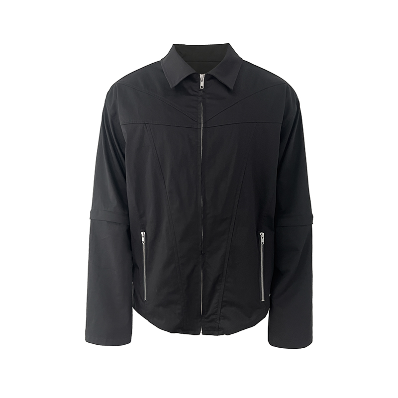 Two-in-One Deconstructed Shirt with Structural Lines, YKK Zipper, Removable Layer â€“ Modern Streetwear Style