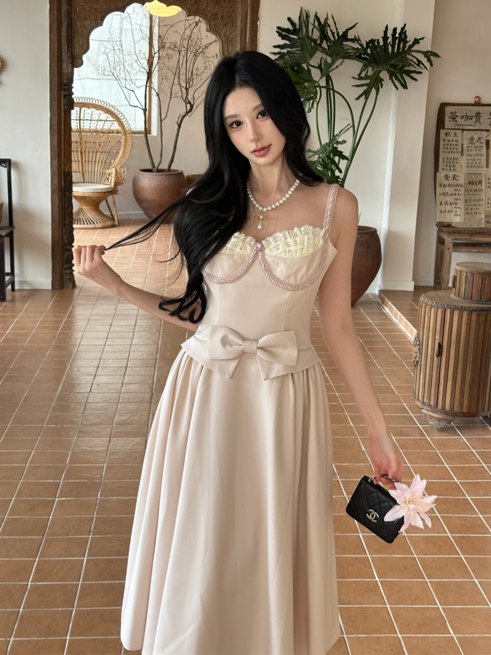 Two-Tone Strapless Long Skirt Dress with Cinched Waist - Luxurious Princess Style, Elegant Heavy Craftsmanship