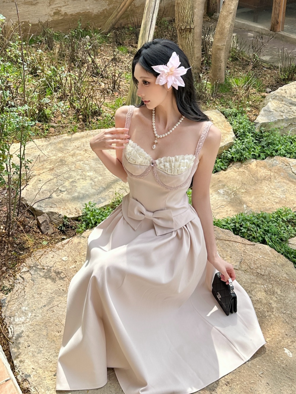 Two-Tone Strapless Long Skirt Dress with Cinched Waist - Luxurious Princess Style, Elegant Heavy Craftsmanship Two-Tone Strapless Long Skirt Dress with Cinched Waist - Luxurious Princess Style, Elegant Heavy Craftsmanship