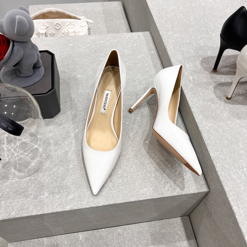 Ultra-High Heel Pointed Toe White Patent Leather Stiletto Slip-On Office Shoes for Women - Autumn Fashion Essential Ultra-High Heel Pointed Toe White Patent Leather Stiletto Slip-On Office Shoes for Women - Autumn Fashion Essential