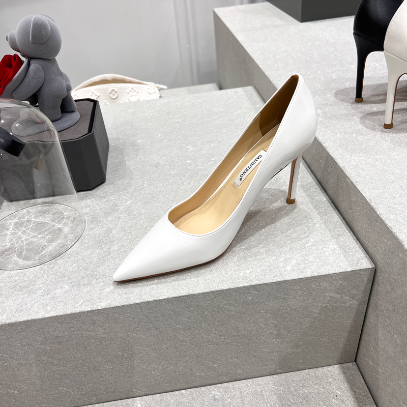 Ultra-High Heel Pointed Toe White Patent Leather Stiletto Slip-On Office Shoes for Women - Autumn Fashion Essential