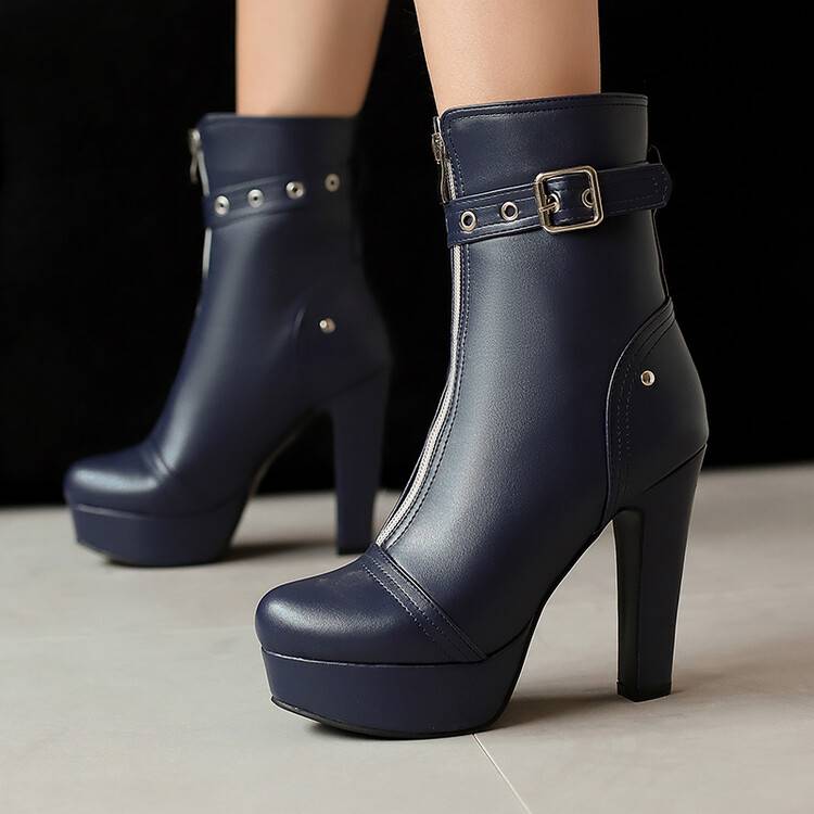 Ultra-High Stiletto Ankle Boots with Pointed Toes and Waterproof Platform - Sexy Women's Short Boots for Autumn Winter 2024