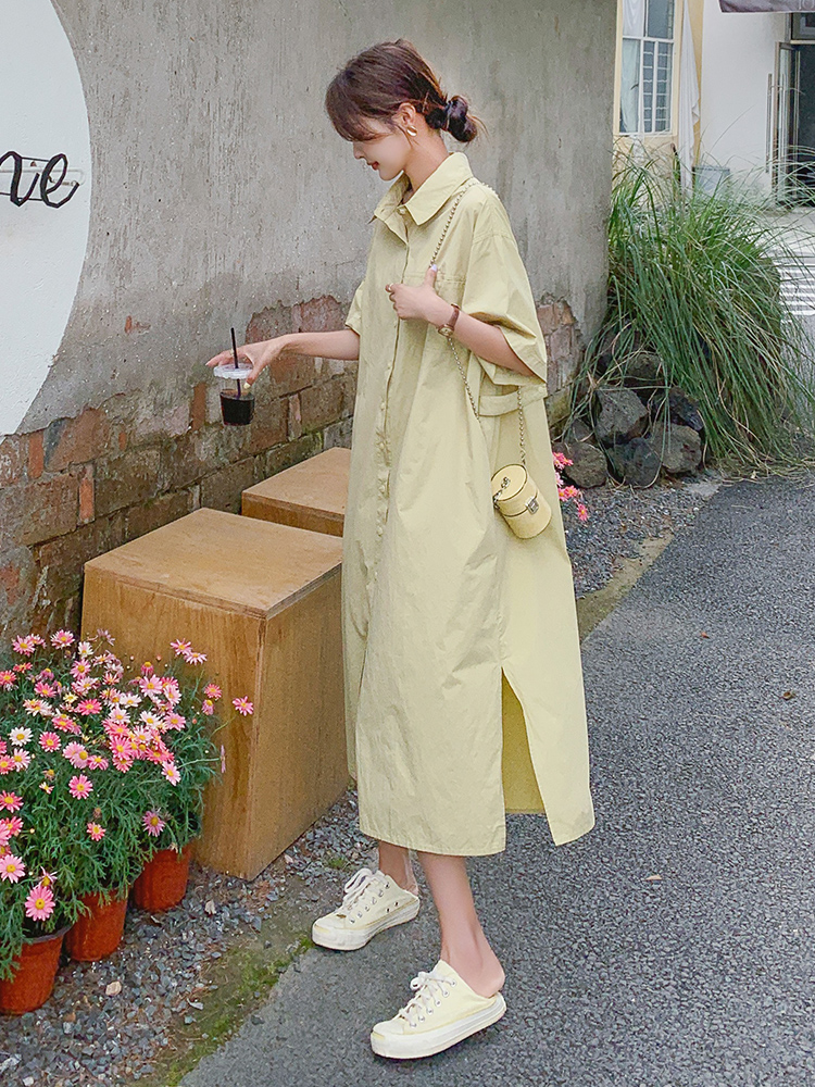 Unique High-End Shirt Dress for Women - Summer 2025, Stylish Loose Fit, Relaxed Long Design, Trendy Fashion Statement