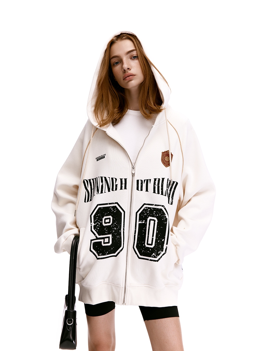 Unisex American Vintage Letter Print Cardigan Hoodie - Blockcore Casual Style for 90s Inspired Fashion Unisex American Vintage Letter Print Cardigan Hoodie - Blockcore Casual Style for 90s Inspired Fashion