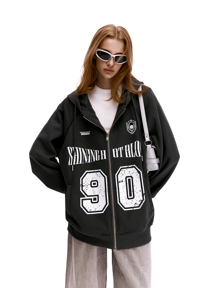 Unisex American Vintage Letter Print Cardigan Hoodie - Blockcore Casual Style for 90s Inspired Fashion Unisex American Vintage Letter Print Cardigan Hoodie - Blockcore Casual Style for 90s Inspired Fashion