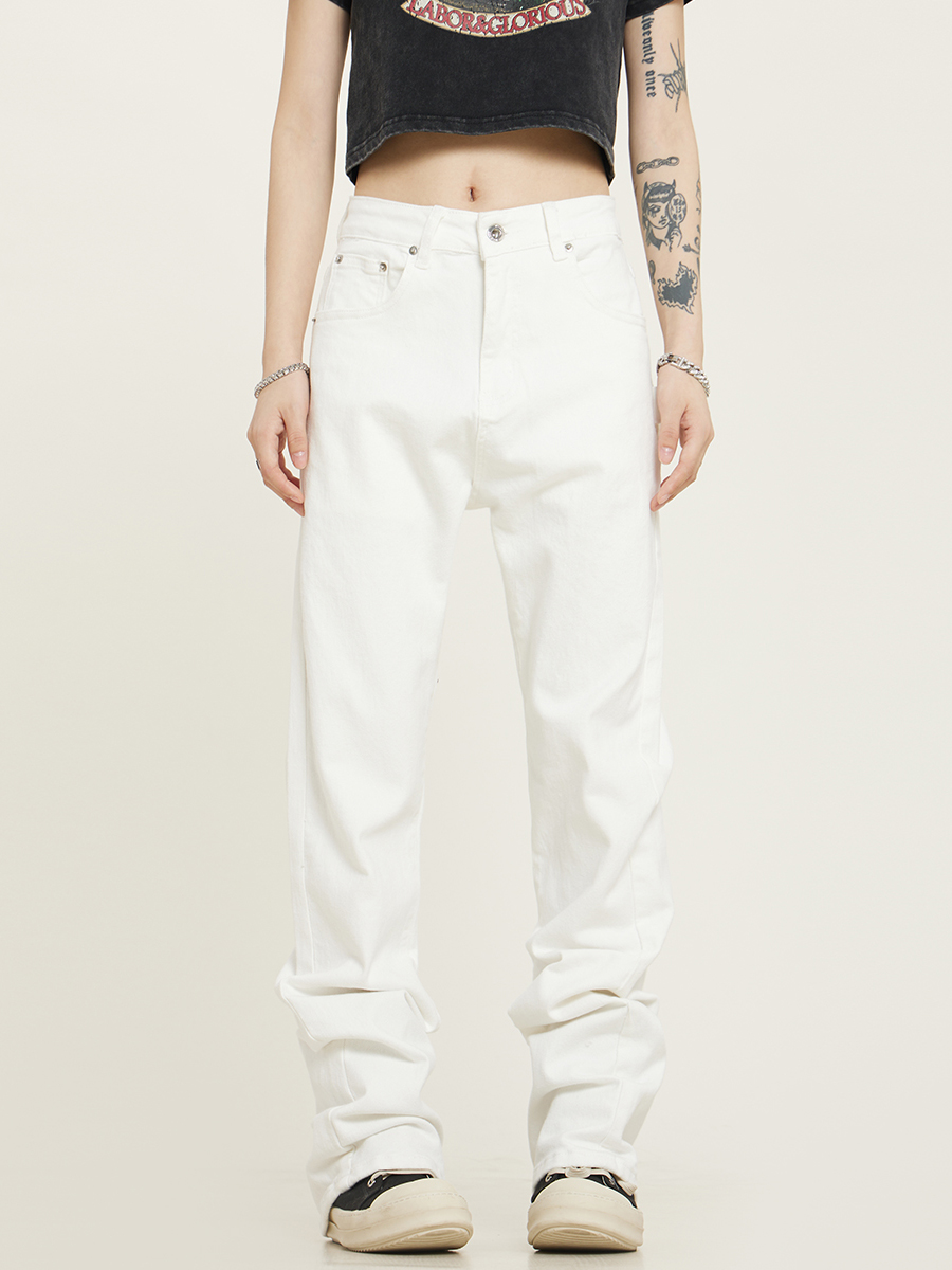 Unisex Black Straight Leg Jeans, Slim Fit, Trendy American Streetwear Casual Pants for Men and Women Unisex Black Straight Leg Jeans, Slim Fit, Trendy American Streetwear Casual Pants for Men and Women