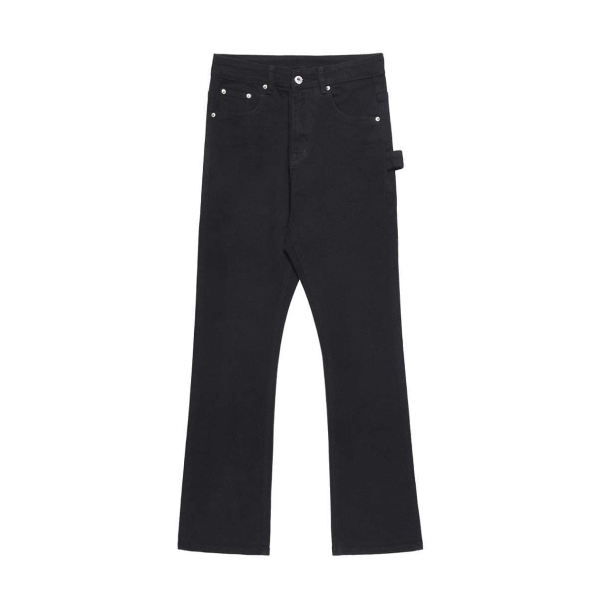 Unisex Black Straight Leg Jeans, Slim Fit, Trendy American Streetwear Casual Pants for Men and Women