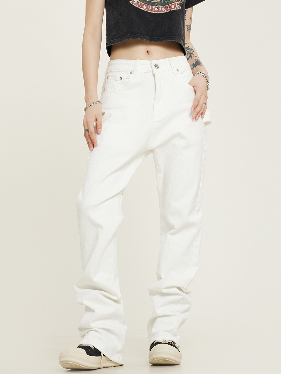 Unisex Black Straight Leg Jeans, Slim Fit, Trendy American Streetwear Casual Pants for Men and Women Unisex Black Straight Leg Jeans, Slim Fit, Trendy American Streetwear Casual Pants for Men and Women