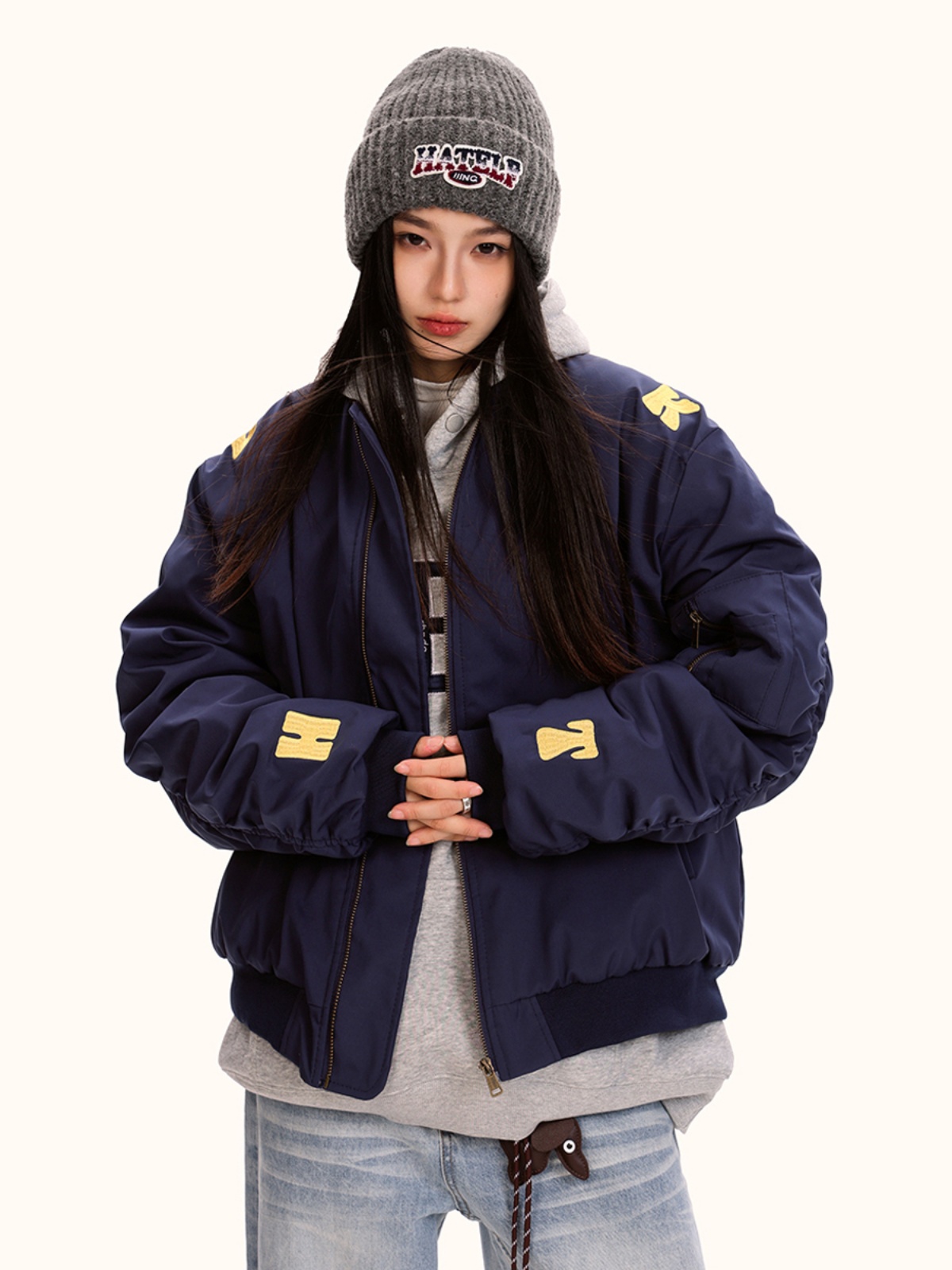 Unisex Ethnic Style Embroidered Padded Baseball Jacket - Vintage American Loose Fit Coat for Autumn Winter Fashion Unisex Ethnic Style Embroidered Padded Baseball Jacket - Vintage American Loose Fit Coat for Autumn Winter Fashion