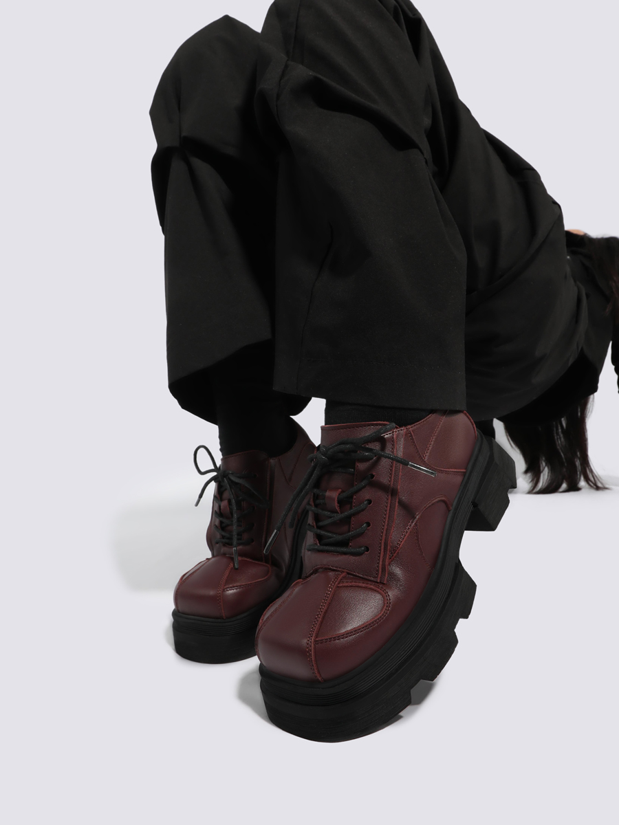 Unisex Genuine Leather Thick-Soled Shoes for Women - 2025 Spring/Summer British Style Height-Increasing Slimming Footwear