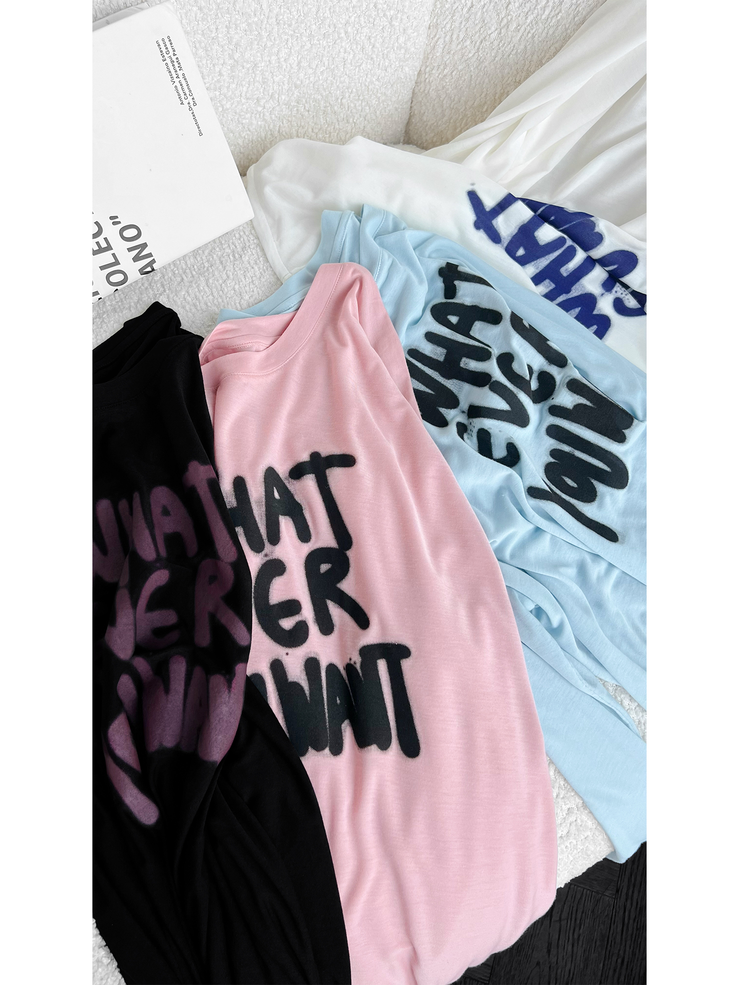 Unisex Graffiti Letter Print Long Sleeve T-Shirt - Dragon Dada Summer Lazy Style Versatile Loose Lightweight Top