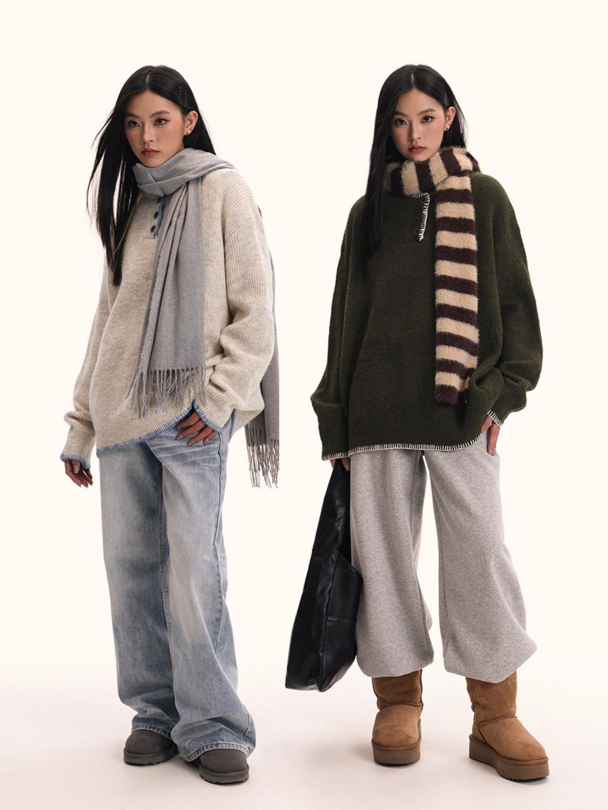 Unisex Hand-Sewn Henry Collar Sweater - Loose Fit American Vintage Style Top Jacket Unisex Hand-Sewn Henry Collar Sweater - Loose Fit American Vintage Style Top Jacket