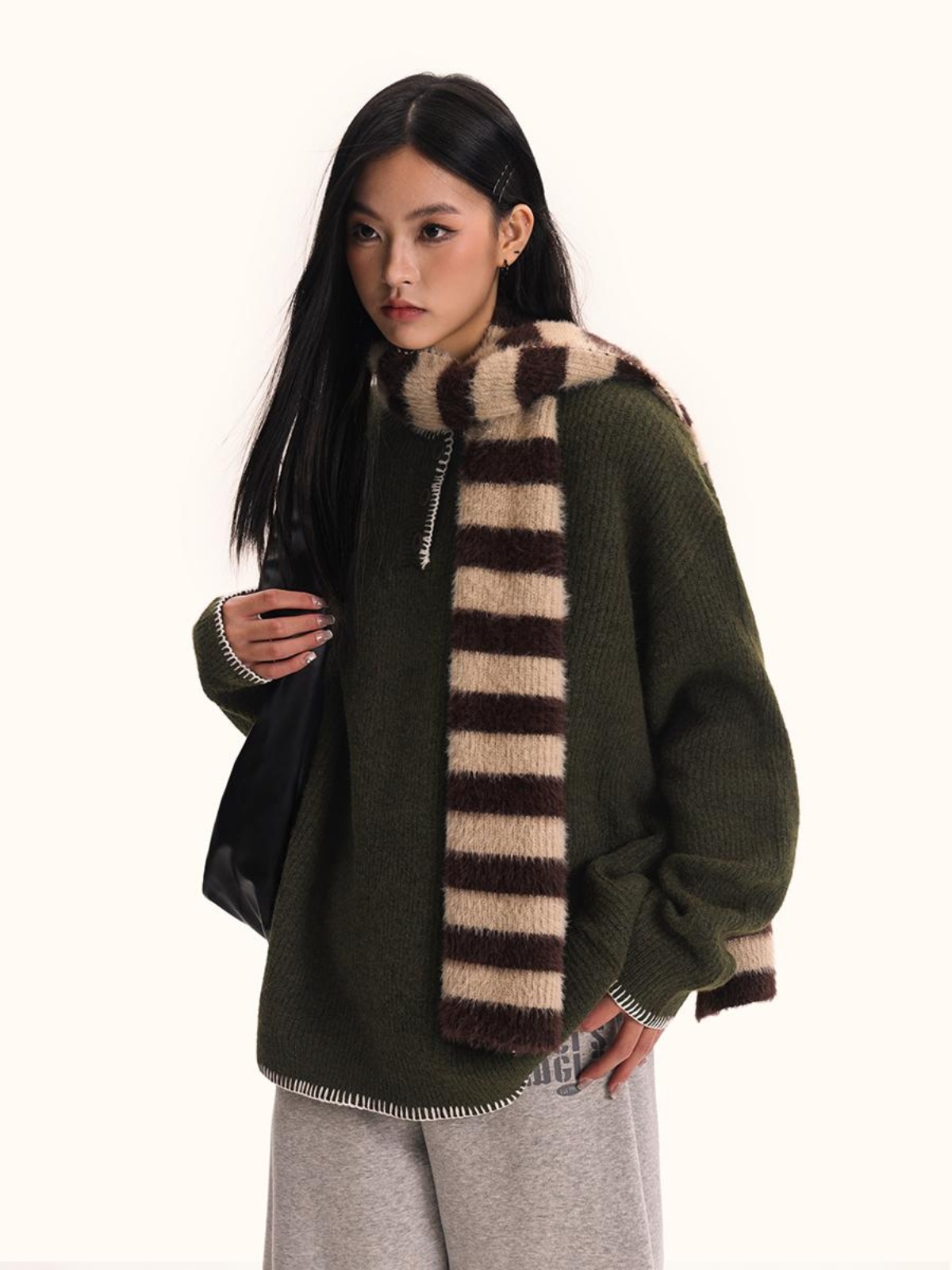 Unisex Hand-Sewn Henry Collar Sweater - Loose Fit American Vintage Style Top Jacket Unisex Hand-Sewn Henry Collar Sweater - Loose Fit American Vintage Style Top Jacket