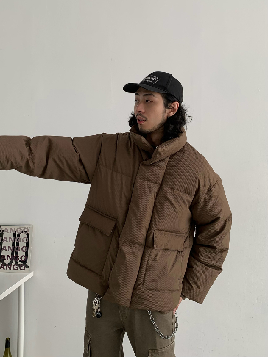 Unisex High Neck Short Puffer Jacket - Thickened Winter Outdoor Coat for Men and Women - Fashionable Mountain Series