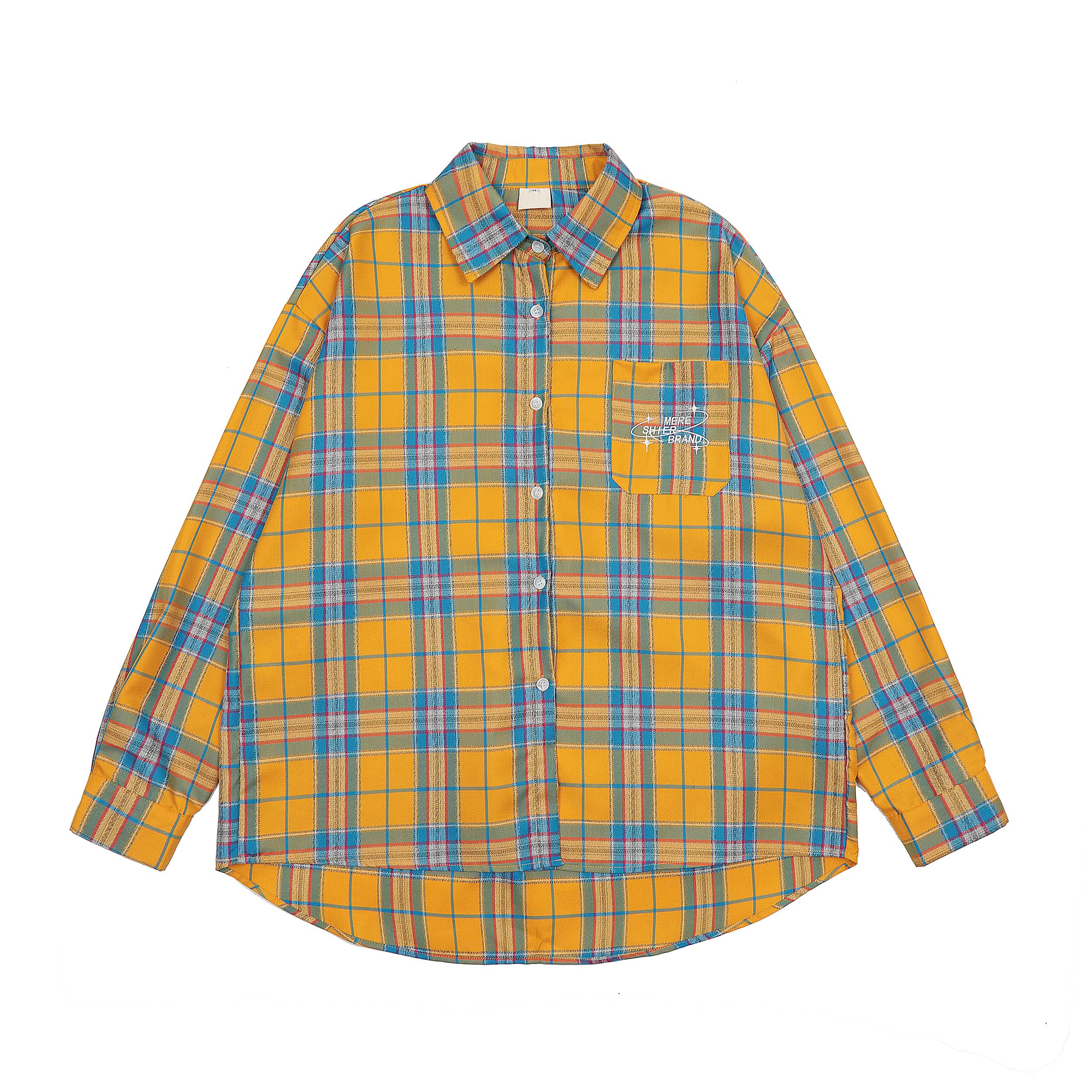 Unisex Loose Casual Long Sleeve Yellow Plaid Shirt Cardigan Jacket - 2025 Spring American Vintage BF Style