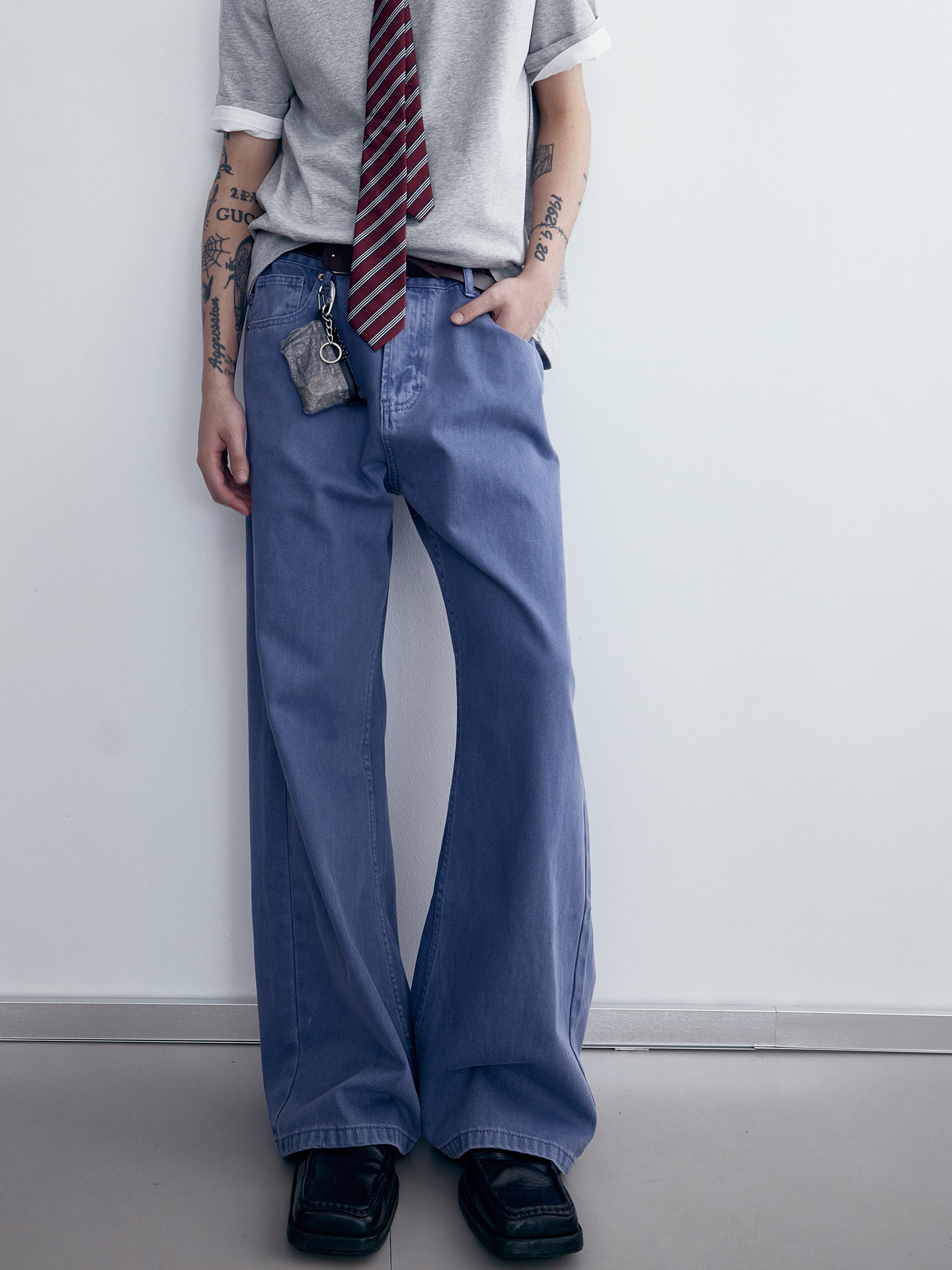 Unisex Loose Casual Wide-Leg Denim Jeans in Water-Washed Blue - Vintage 90s Style Trendy Fashion Pants