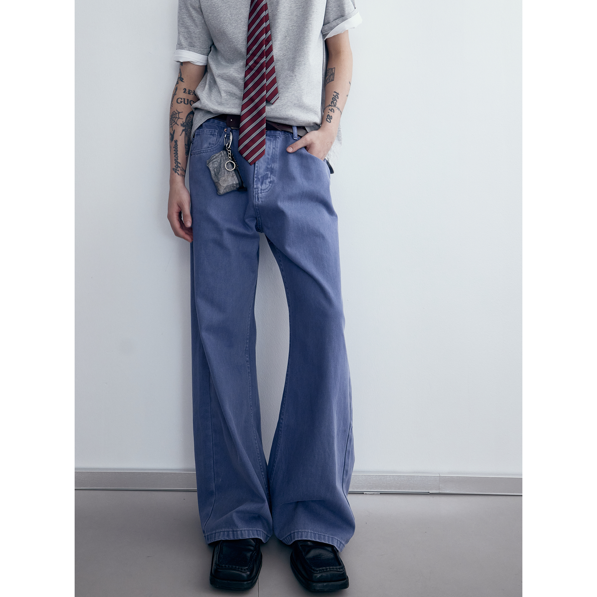 Unisex Loose Casual Wide-Leg Denim Jeans in Water-Washed Blue - Vintage 90s Style Trendy Fashion Pants