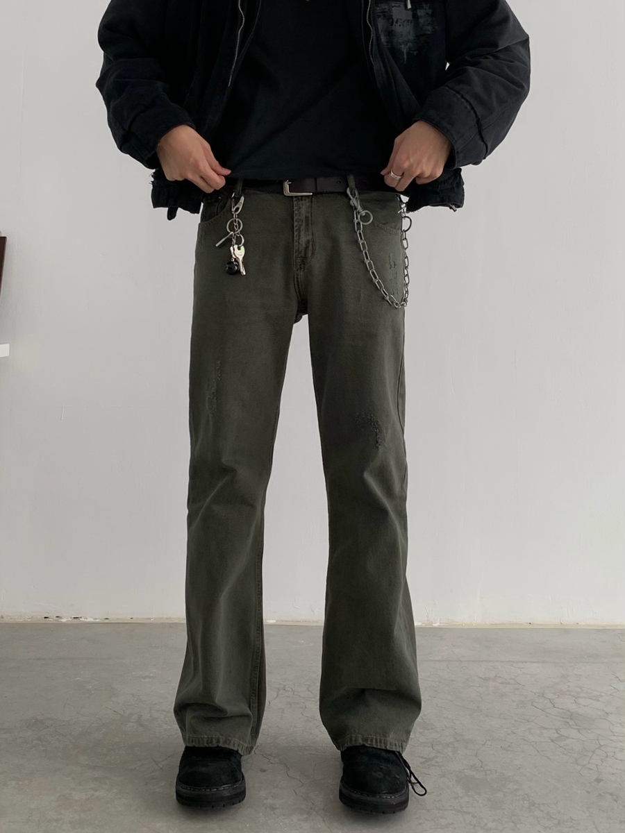 Unisex Micro-Flare Jeans - Washed Straight-Leg American Streetwear Casual Pants for High Street Style