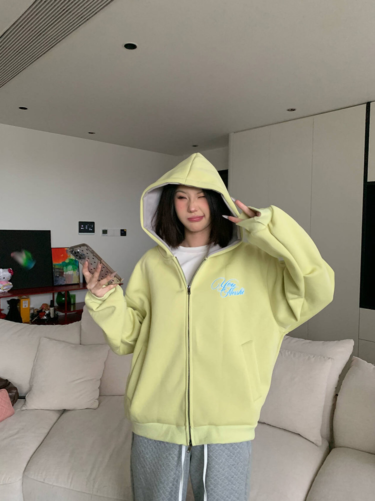 Unisex Minimalist Letter Print Hoodie - 2025 American Vintage Commuter Jacket, Loose Fit, Versatile Streetwear