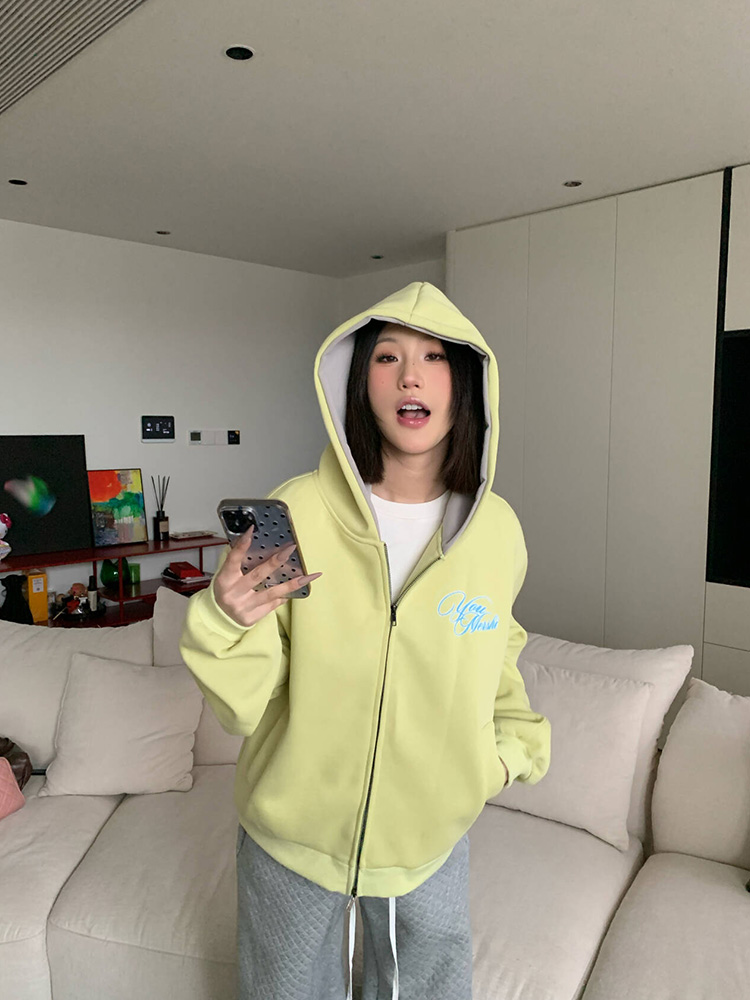 Unisex Minimalist Letter Print Hoodie - 2025 American Vintage Commuter Jacket, Loose Fit, Versatile Streetwear