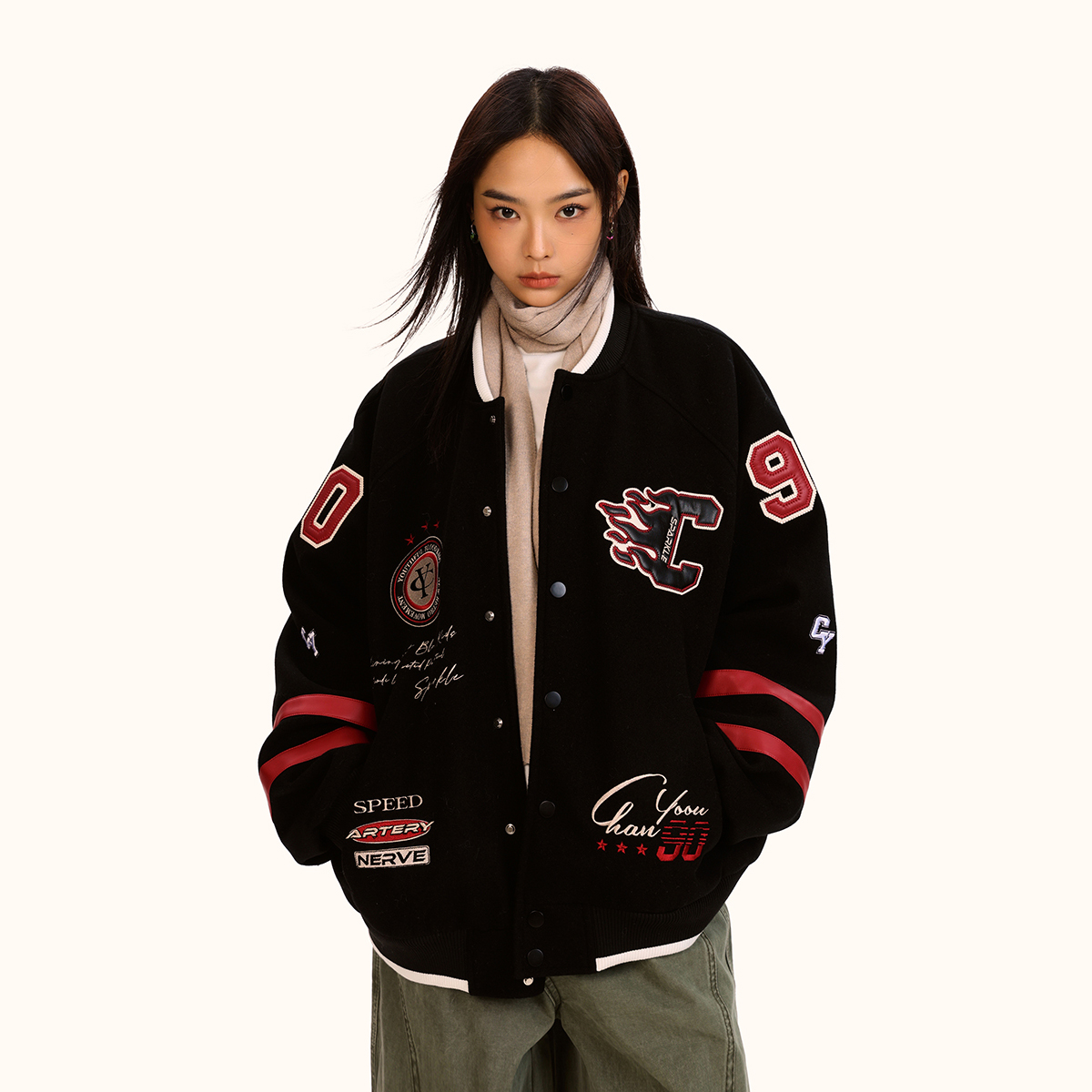 Unisex Retro Baseball Jacket - Trendy Loose Fit Cotton-Padded Casual Coat for Men and Women - Vintage Sports Style