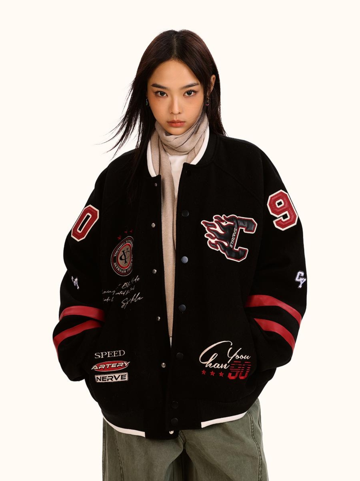 Unisex Retro Baseball Jacket - Trendy Loose Fit Cotton-Padded Casual Coat for Men and Women - Vintage Sports Style