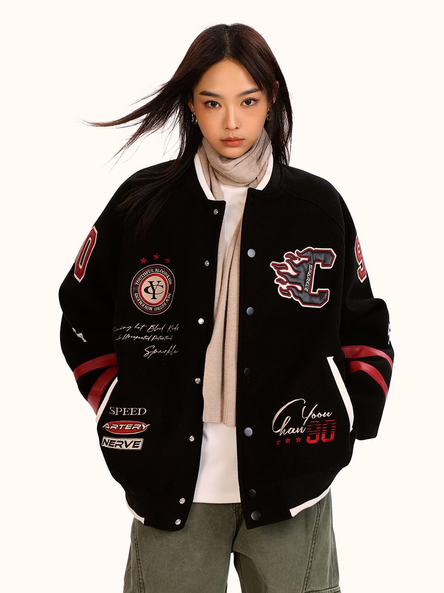 Unisex Retro Baseball Jacket - Trendy Loose Fit Cotton-Padded Casual Coat for Men and Women - Vintage Sports Style Unisex Retro Baseball Jacket - Trendy Loose Fit Cotton-Padded Casual Coat for Men and Women - Vintage Sports Style