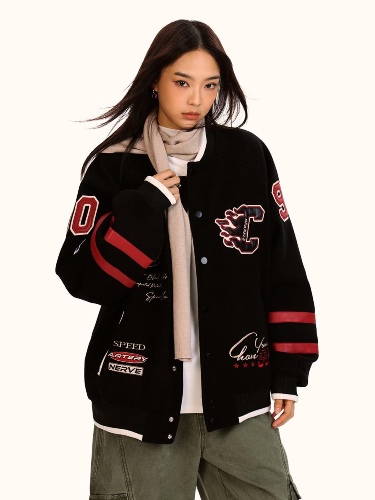 Unisex Retro Baseball Jacket - Trendy Loose Fit Cotton-Padded Casual Coat for Men and Women - Vintage Sports Style Unisex Retro Baseball Jacket - Trendy Loose Fit Cotton-Padded Casual Coat for Men and Women - Vintage Sports Style