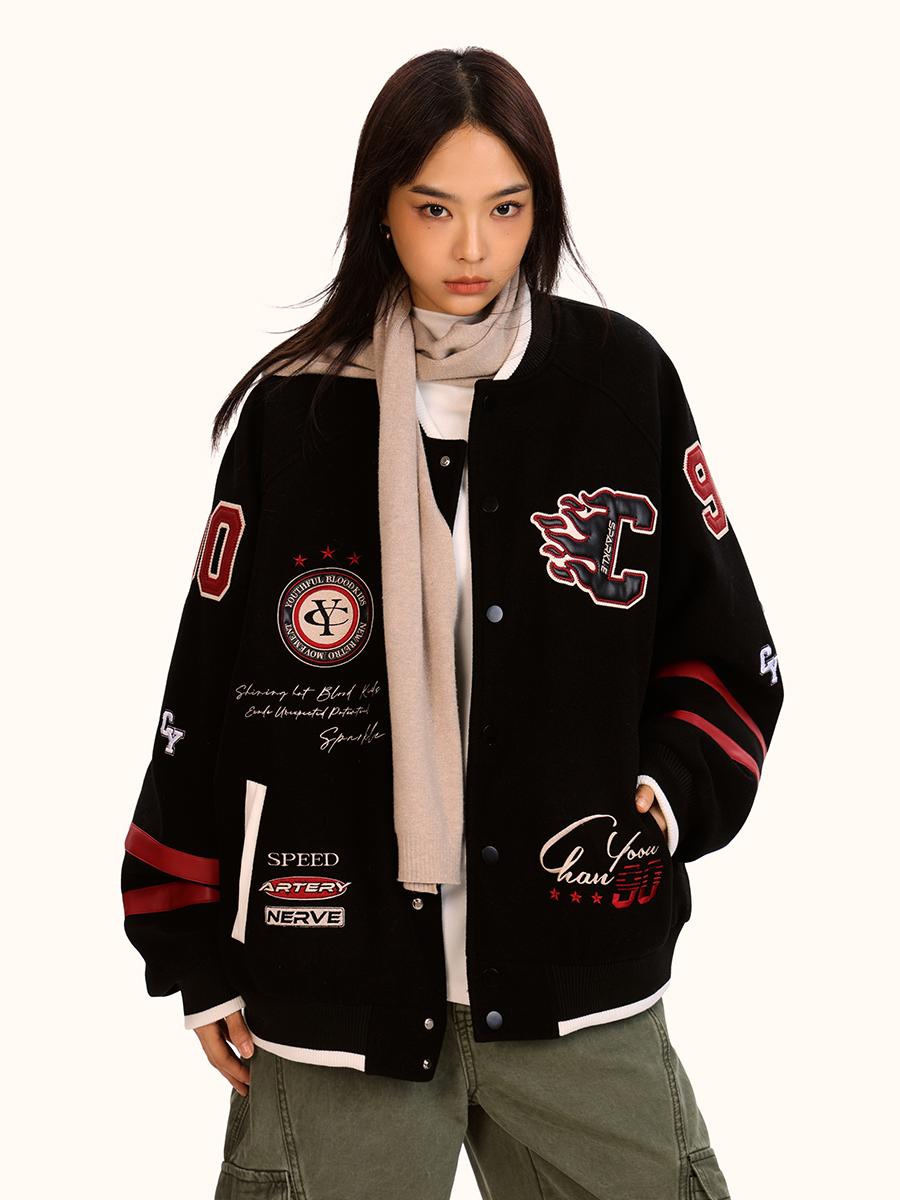 Unisex Retro Baseball Jacket - Trendy Loose Fit Cotton-Padded Casual Coat for Men and Women - Vintage Sports Style Unisex Retro Baseball Jacket - Trendy Loose Fit Cotton-Padded Casual Coat for Men and Women - Vintage Sports Style