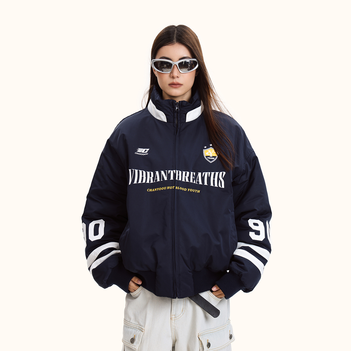 Unisex Retro Blockette Casual Cotton Jersey Jacket - Loose Fit American Sports Style Coat for Trendy Everyday Wear Unisex Retro Blockette Casual Cotton Jersey Jacket - Loose Fit American Sports Style Coat for Trendy Everyday Wear