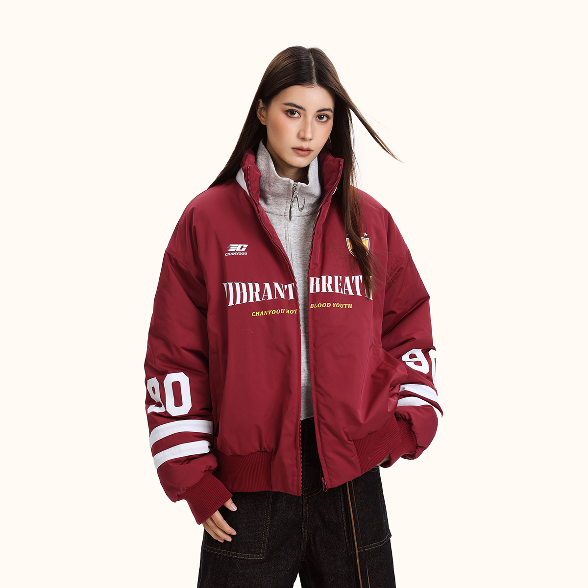 Unisex Retro Blockette Casual Cotton Jersey Jacket - Loose Fit American Sports Style Coat for Trendy Everyday Wear