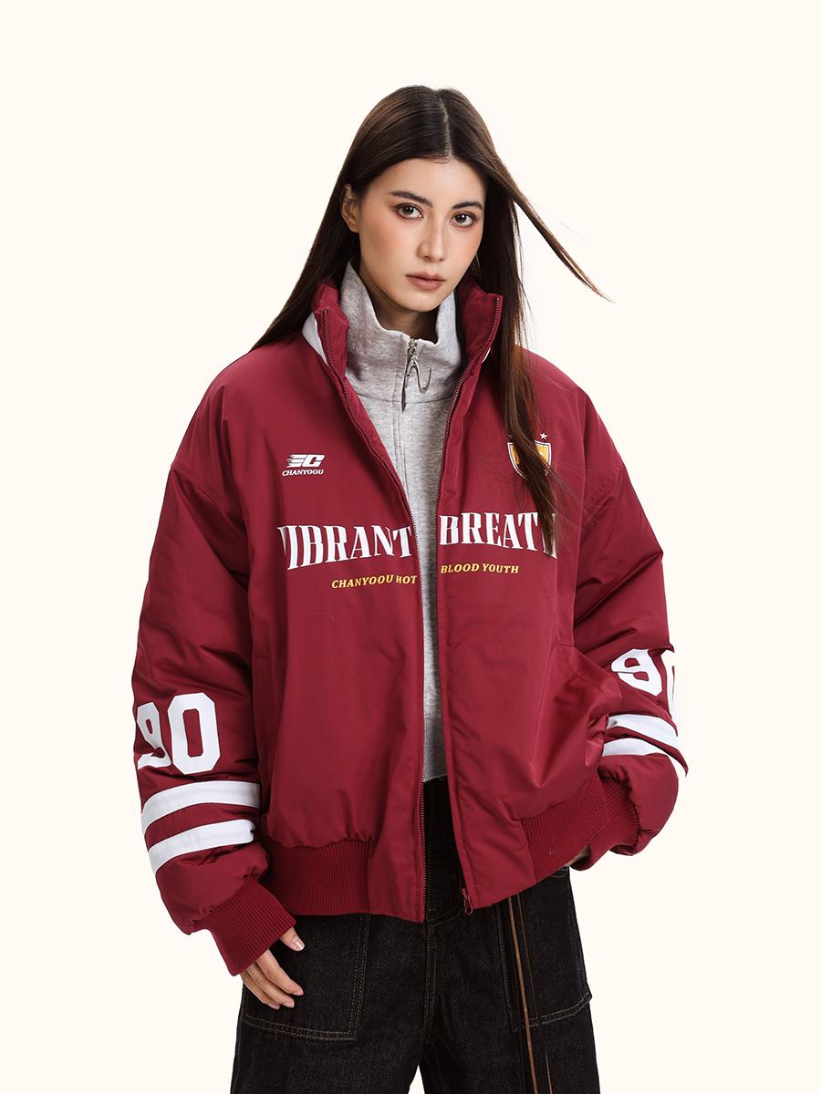 Unisex Retro Blockette Casual Cotton Jersey Jacket - Loose Fit American Sports Style Coat for Trendy Everyday Wear