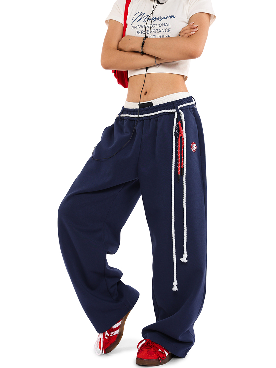 Unisex Retro Hip-Hop Drawstring Sports Pants - Loose Wide-Leg Sweatpants for Street Dance and Casual Wear Unisex Retro Hip-Hop Drawstring Sports Pants - Loose Wide-Leg Sweatpants for Street Dance and Casual Wear
