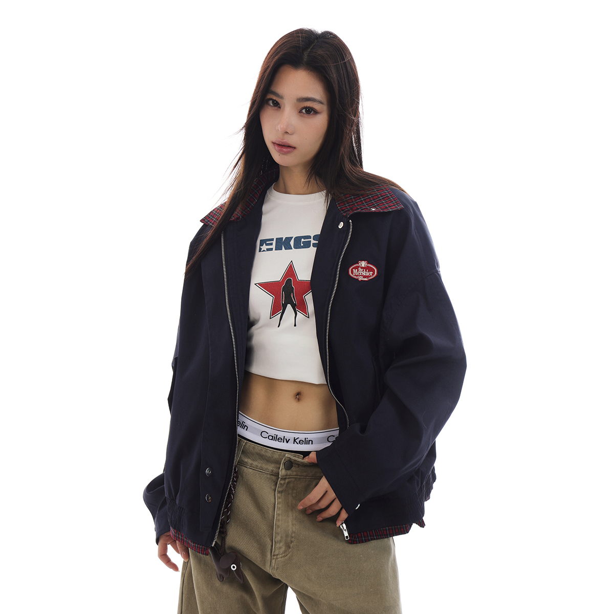 Unisex Retro Plaid Spliced Jacket - American Barn Style Loose Versatile Outerwear for Trendy 90s and Y2K Fashion Unisex Retro Plaid Spliced Jacket - American Barn Style Loose Versatile Outerwear for Trendy 90s and Y2K Fashion