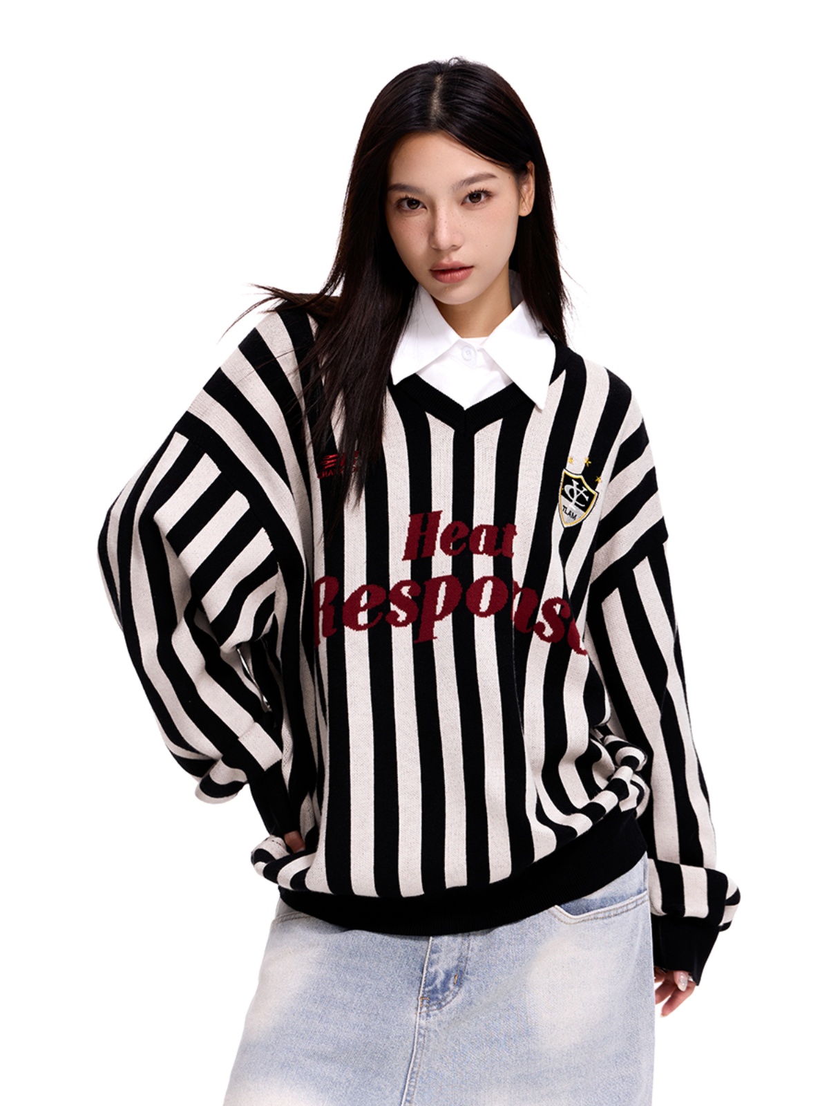 Unisex Retro Striped Sweater Jacket - Loose American Sports Style Top for Men and Women, Vintage-Inspired, Casual Fashion Unisex Retro Striped Sweater Jacket - Loose American Sports Style Top for Men and Women, Vintage-Inspired, Casual Fashion