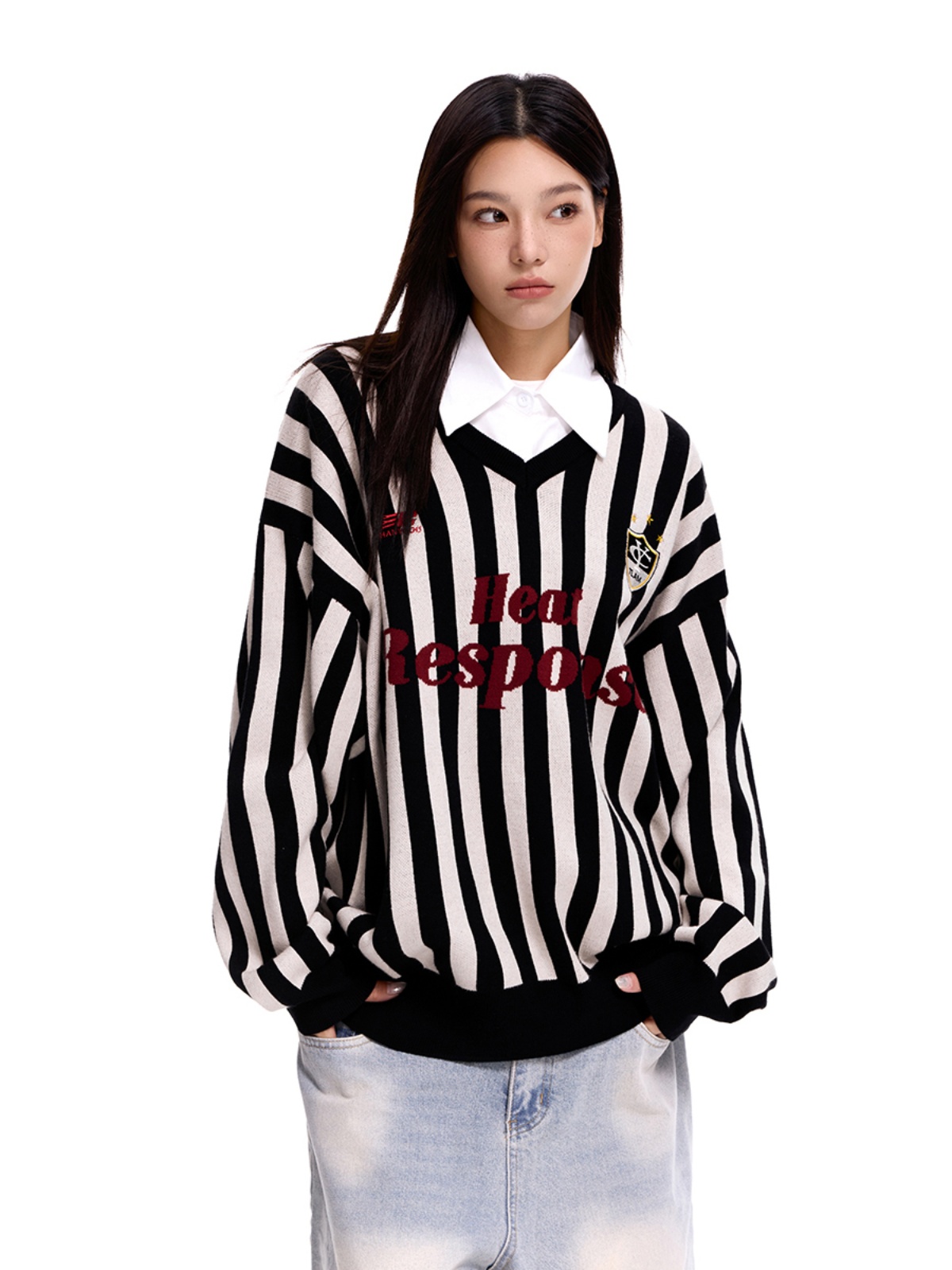 Unisex Retro Striped Sweater Jacket - Loose American Sports Style Top for Men and Women, Vintage-Inspired, Casual Fashion Unisex Retro Striped Sweater Jacket - Loose American Sports Style Top for Men and Women, Vintage-Inspired, Casual Fashion