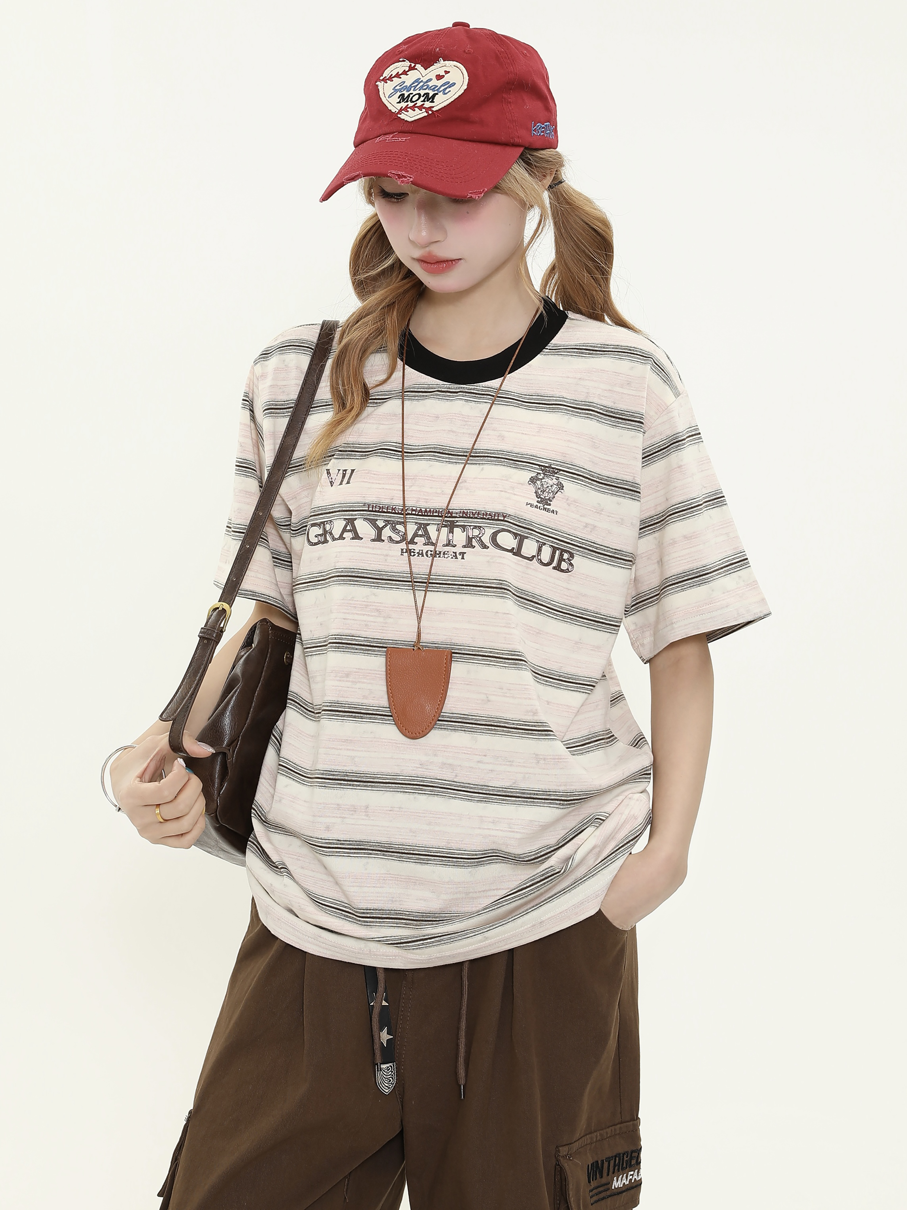 Unisex Retro Tie-Dye Distressed Striped Short Sleeve T-Shirt - Loose Fit Couple's Summer Top