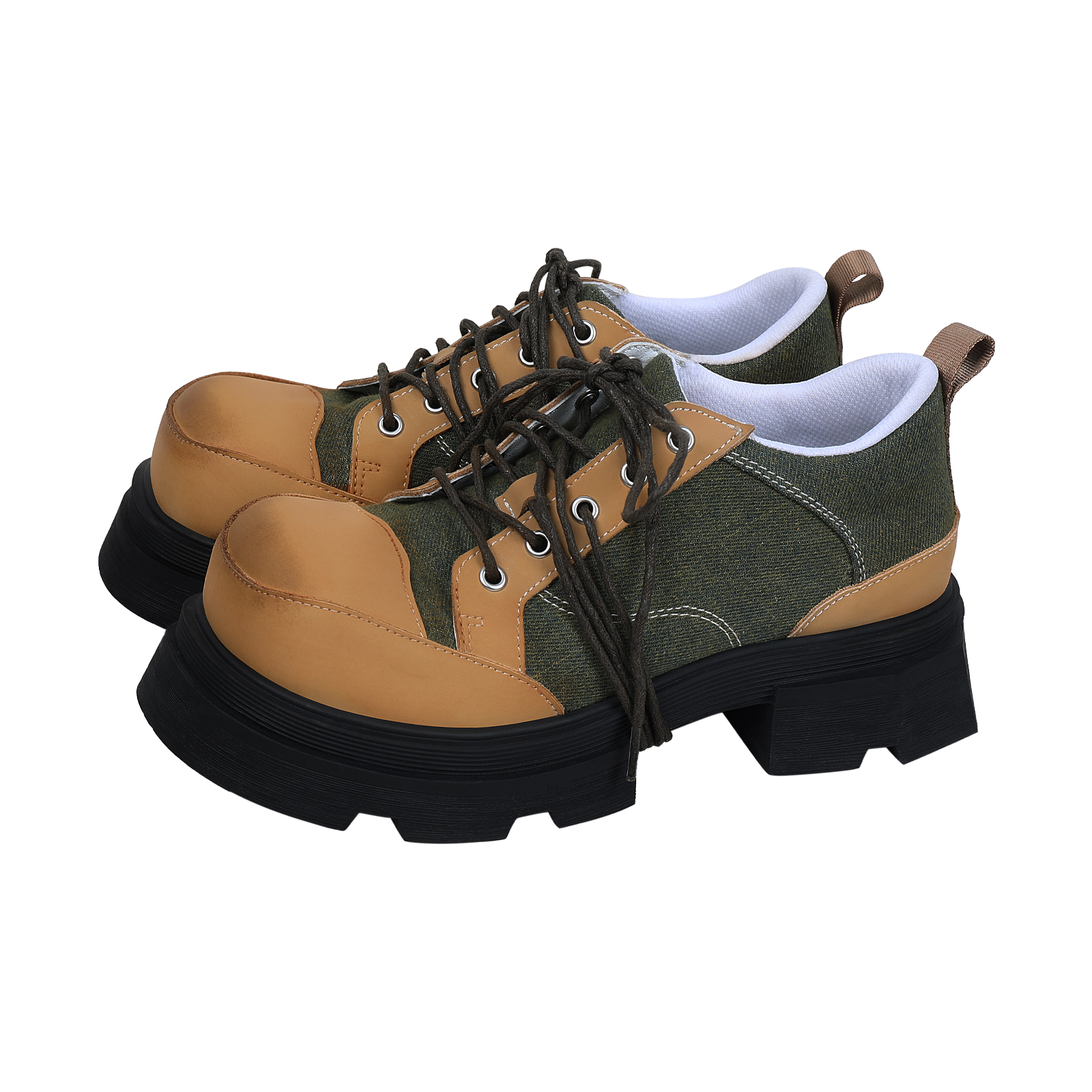 Unisex Small Leather Derby Shoes for Women - 2025 Summer Thick-Soled Punk Style Round-Toe Footwear