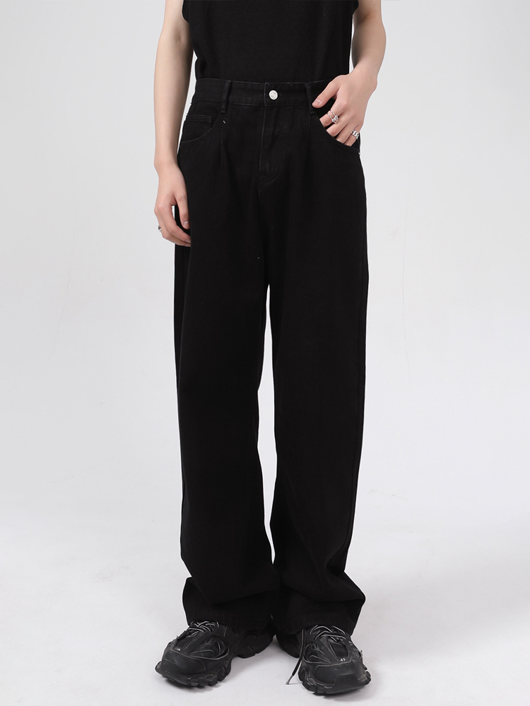 Unisex Straight-Leg Jeans - Loose-Fitting, Versatile Retro High Street Wide-Leg Pants for a Trendy 90s American Vibe