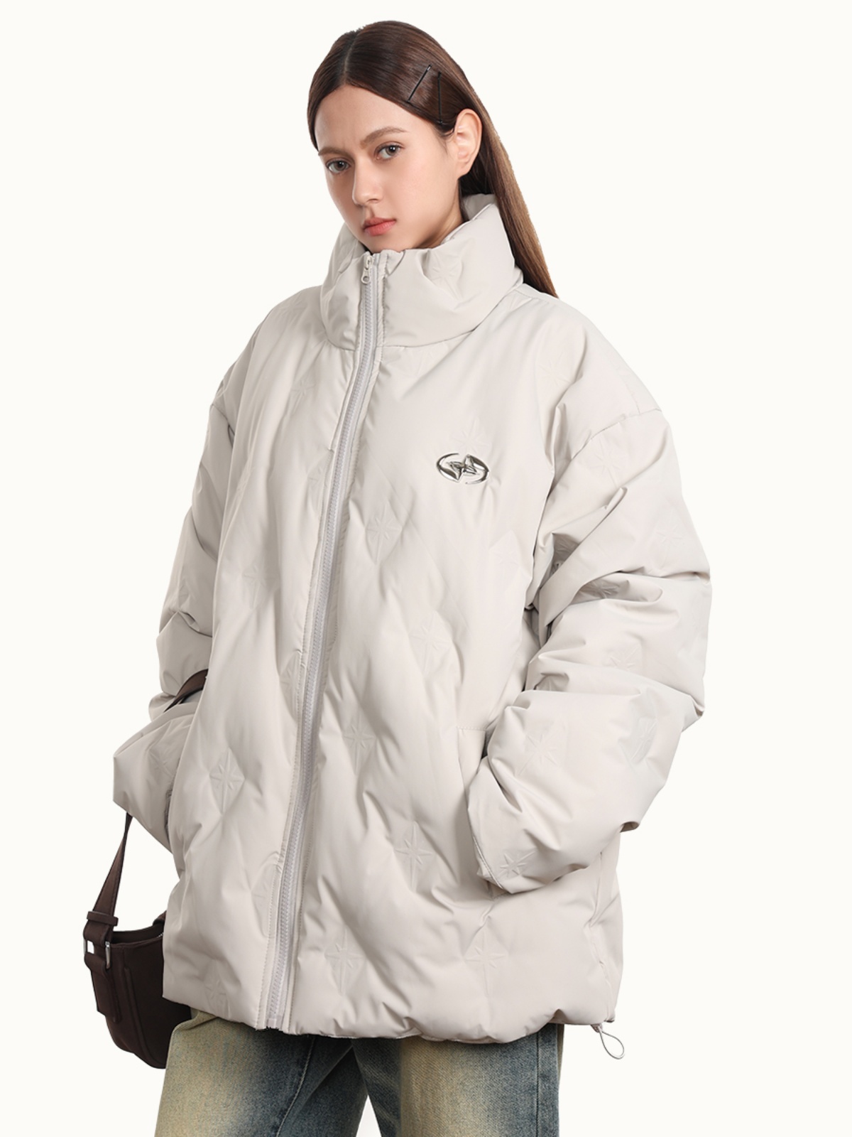Unisex Thickened White Duck Down Winter Coat with Stand Collar - Loose Fit American Style for 90s Inspired Fashion Unisex Thickened White Duck Down Winter Coat with Stand Collar - Loose Fit American Style for 90s Inspired Fashion