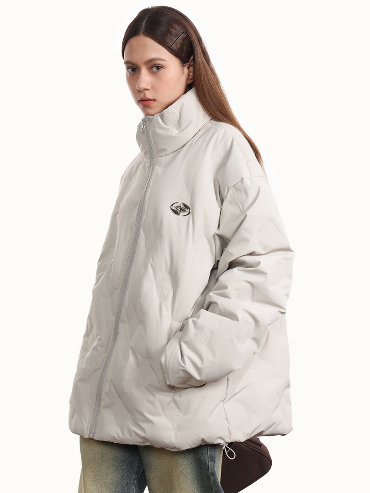 Unisex Thickened White Duck Down Winter Coat with Stand Collar - Loose Fit American Style for 90s Inspired Fashion Unisex Thickened White Duck Down Winter Coat with Stand Collar - Loose Fit American Style for 90s Inspired Fashion
