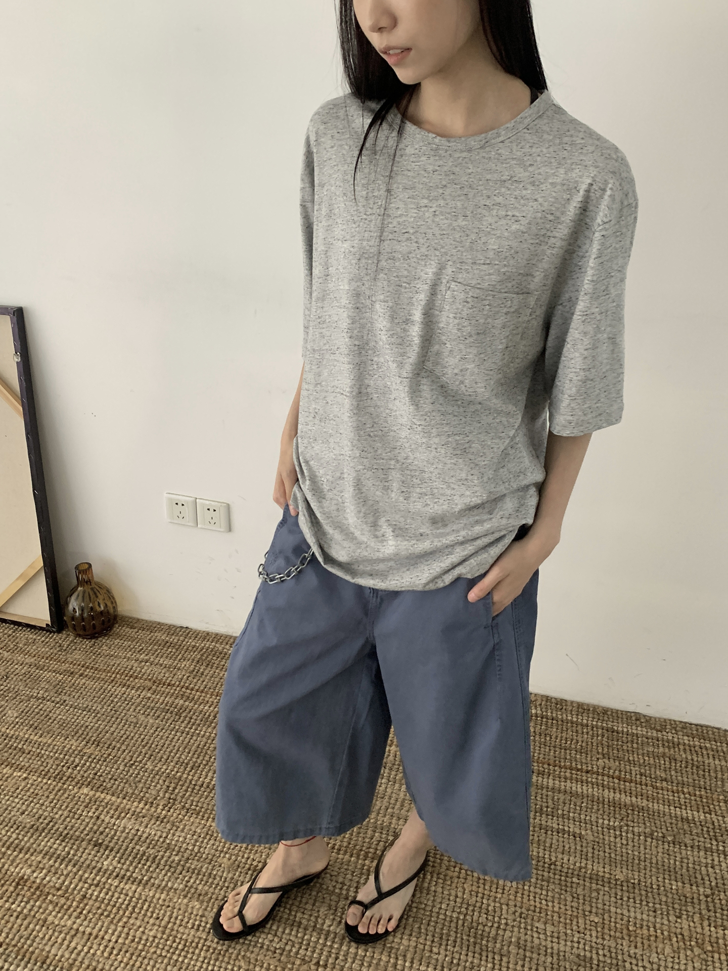 Unisex Vintage Loose Casual T-Shirt - Summer Minimalist 180G Short Sleeve Top, Versatile American Style Fashion