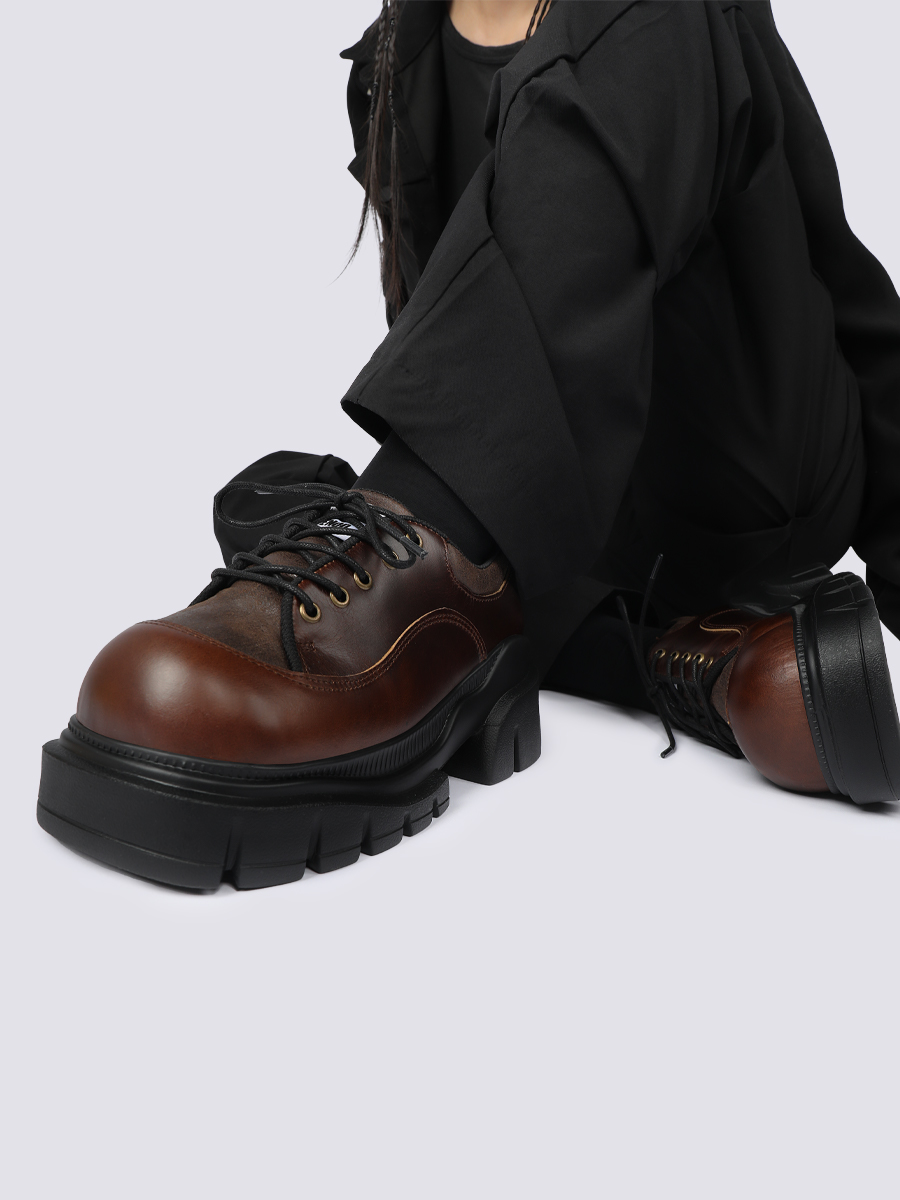 Unisex Vintage Retro Genuine Leather Thick-Soled Shoes for Women - 2025 Spring/Summer Niche Design Footwear