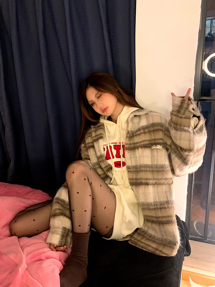 Unisex Woolen Plaid Striped Shirt Jacket - Trendy Lazy Niche Cardigan Top, Y2K Style Fashion Essential for Men and Women Unisex Woolen Plaid Striped Shirt Jacket - Trendy Lazy Niche Cardigan Top, Y2K Style Fashion Essential for Men and Women