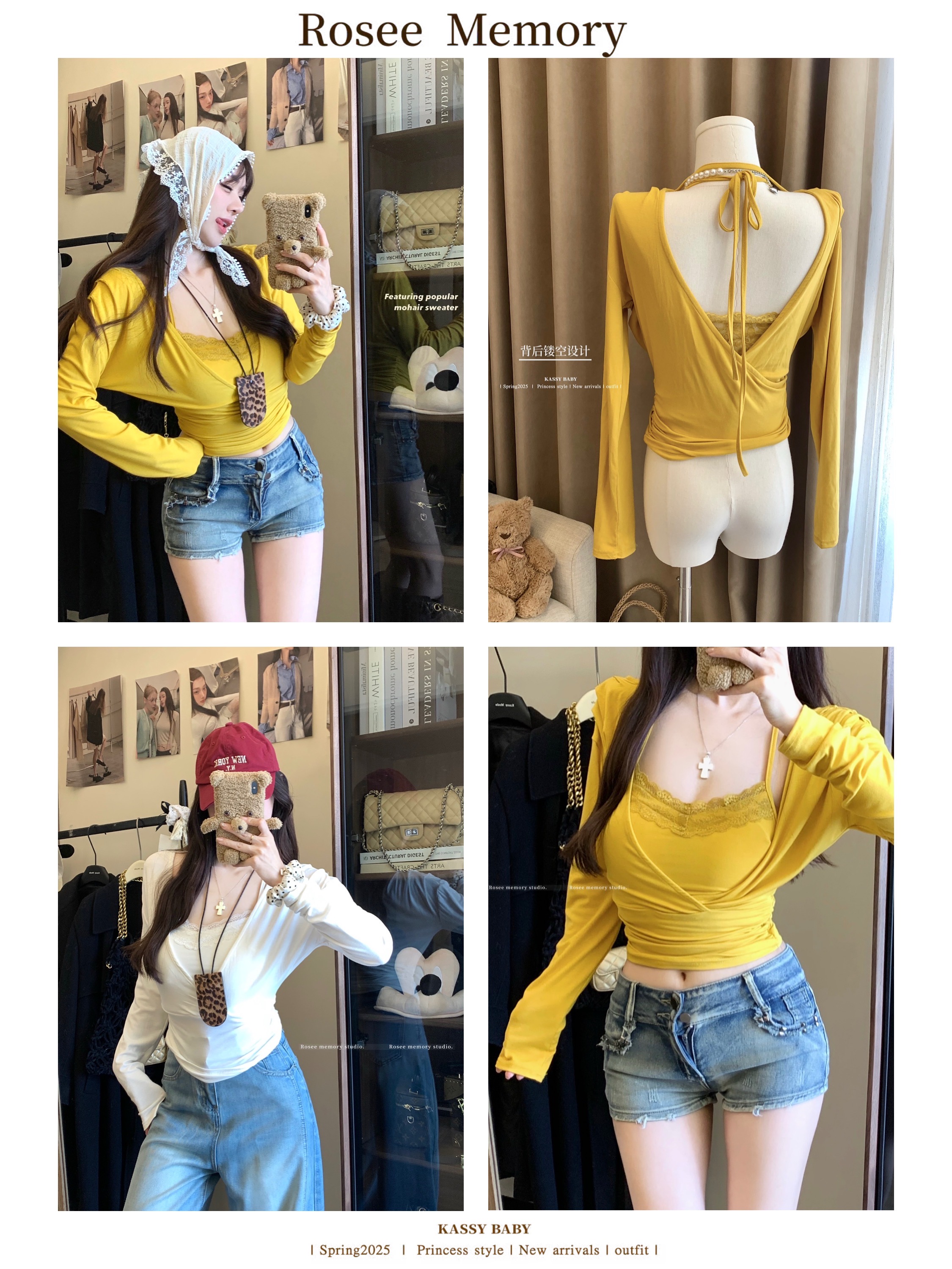 V-neck Lace Camisole Two-Piece Set - Y2K Spicy Girl Jazz Dance Outfit with Waist-Cinching Long Sleeve Top V-neck Lace Camisole Two-Piece Set - Y2K Spicy Girl Jazz Dance Outfit with Waist-Cinching Long Sleeve Top